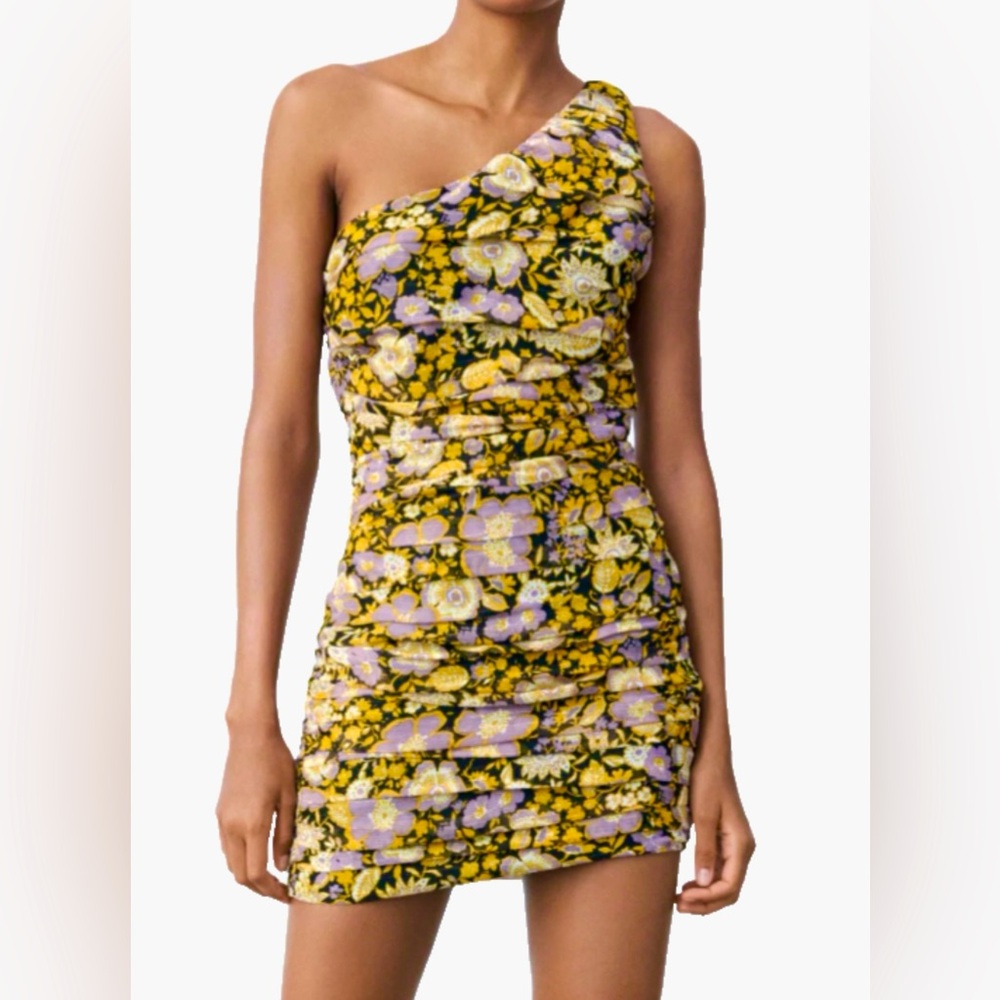 🩶💛♦️NWT ZARA Ruched Dress💛🩶 - Picture 2 of 13